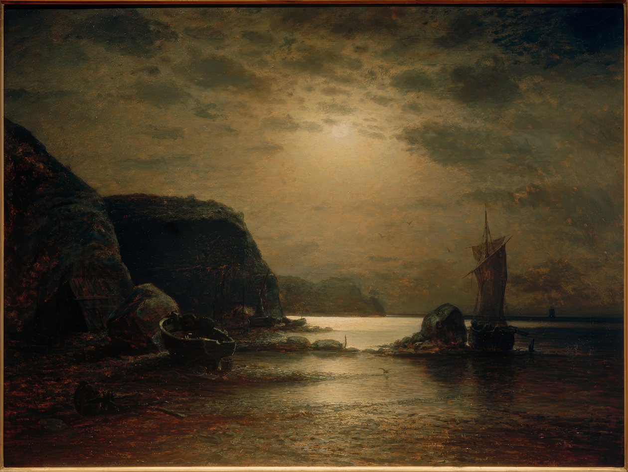 Ay ışığında Rügen kayalık sahil by Paul Riess