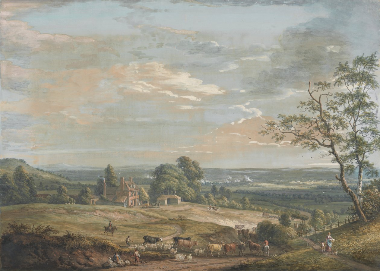 Aşağı Bell Inn, Boxley Hill'den Maidstone'un Uzak Bir Görünümü by Paul Sandby