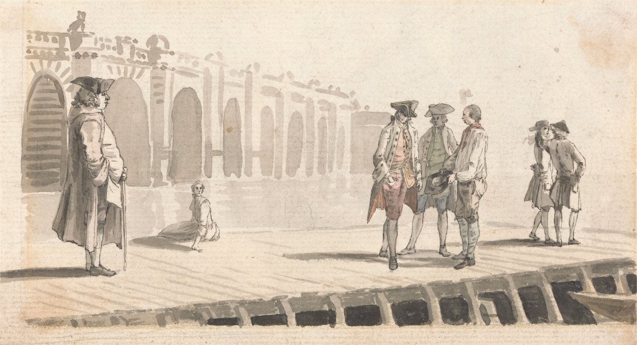 Westminster İskelesinde Bir Grup Adam by Paul Sandby