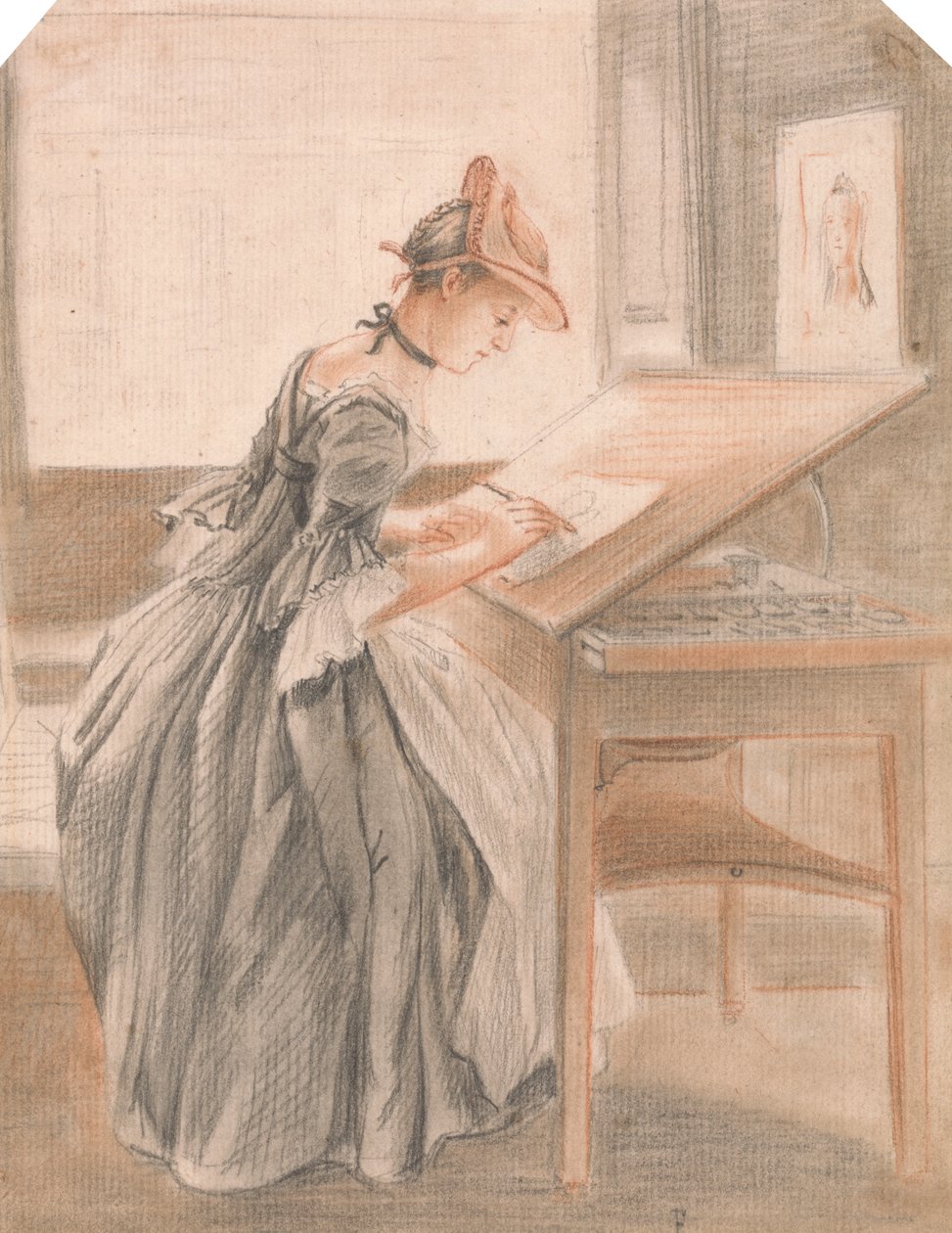 Çizim Masasında Fotokopi Yapan Bir Bayan by Paul Sandby
