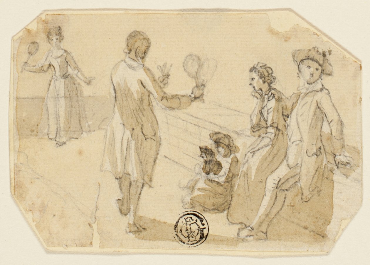 Raketle ve Battledore Oynayan Çift by Paul Sandby