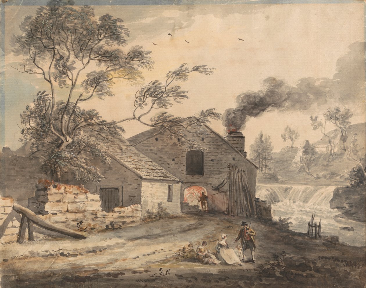 Kent Nehri üzerindeki Demir Ocak, Westmorland by Paul Sandby