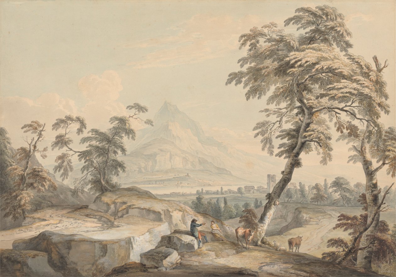 Gezginlerle İtalyan Manzarası, No. 1 by Paul Sandby