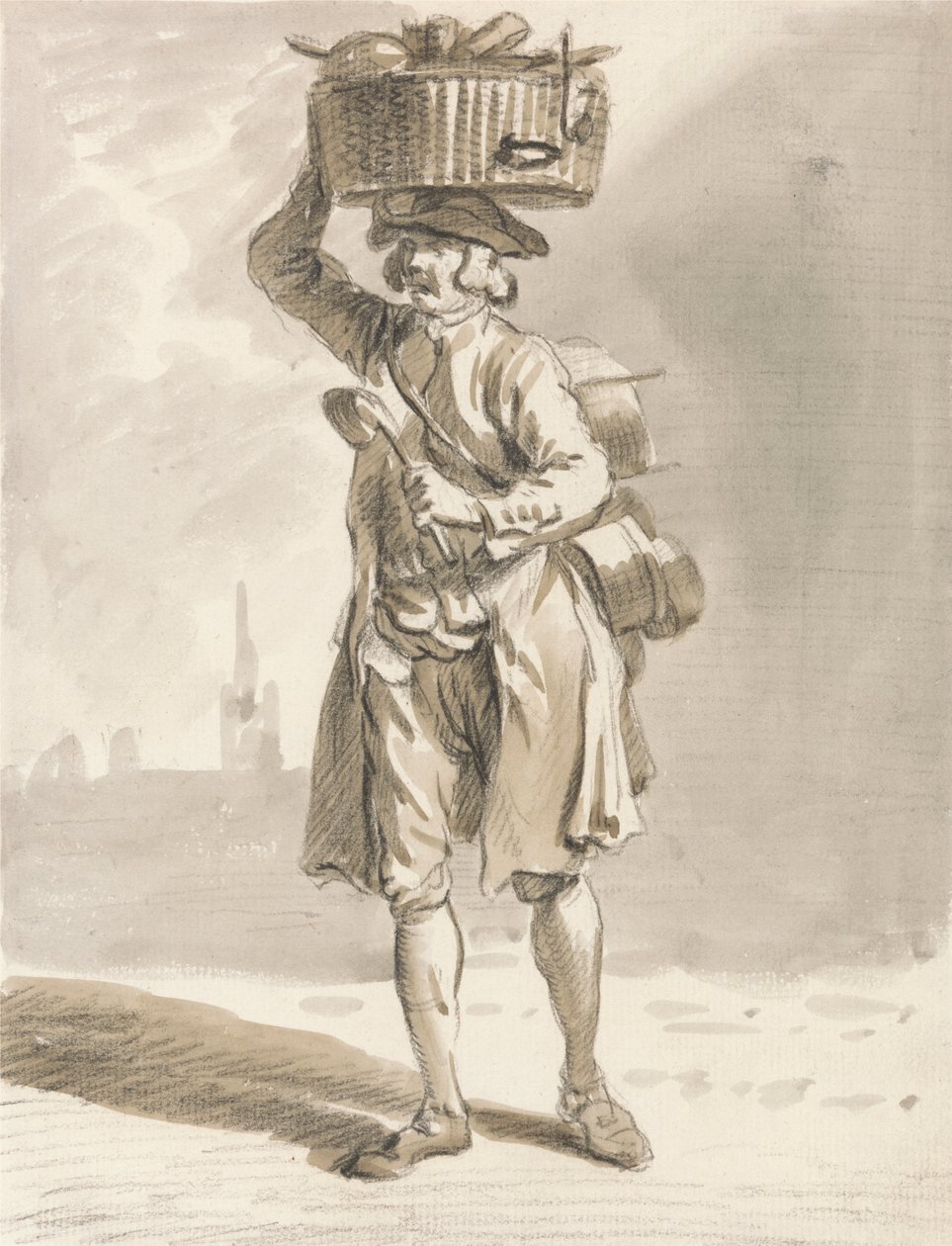 Londra Ağlıyor: Sepetli Bir Adam (Tencere Tava Satan Adam) by Paul Sandby