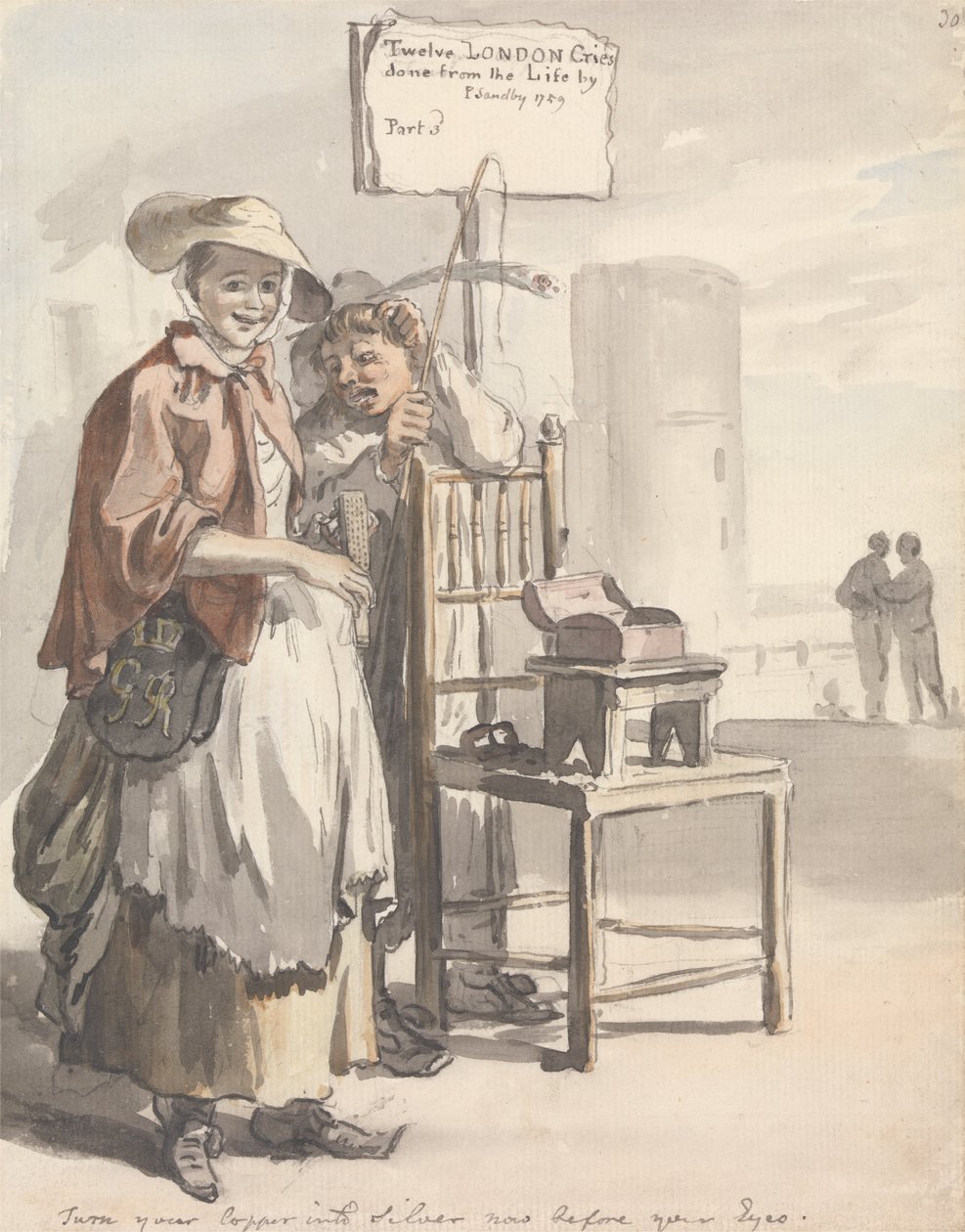 London Cries: "Bakırınızı Şimdi Gözlerinizin Önünde Gümüşe Dönüştürün" (Başlık Sayfası Tasarımı) by Paul Sandby