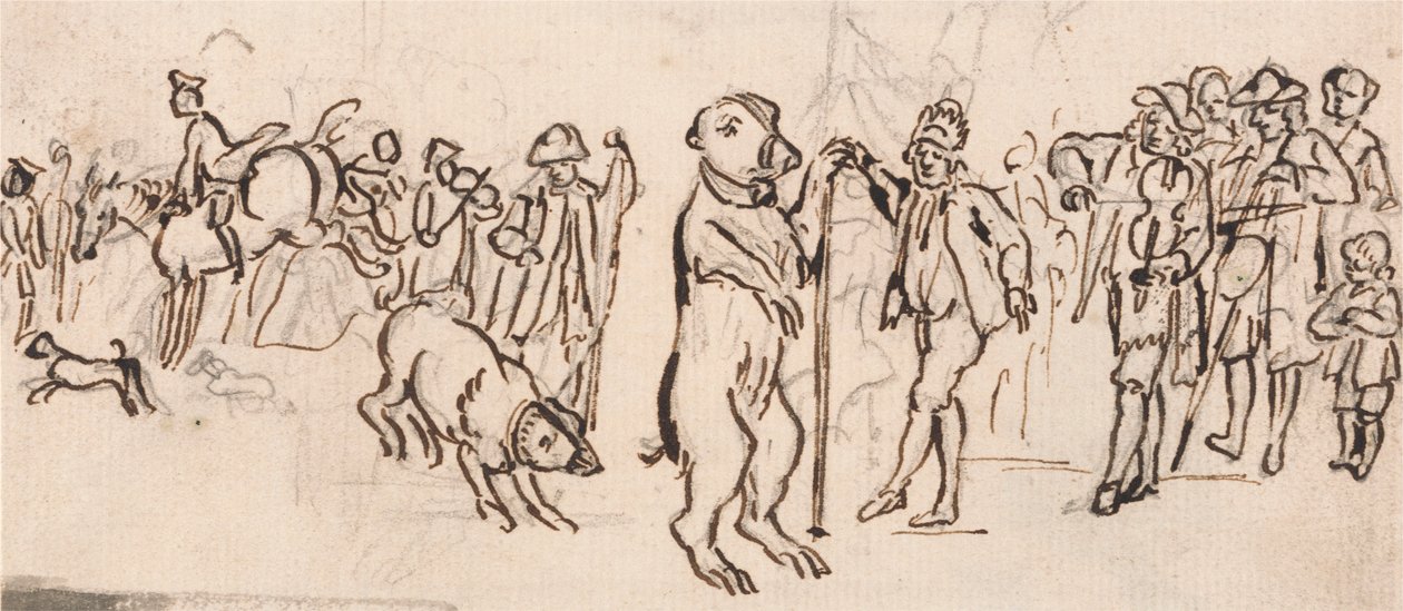 Müzisyenler ve Gösteri Yapan Bir Ayı by Paul Sandby