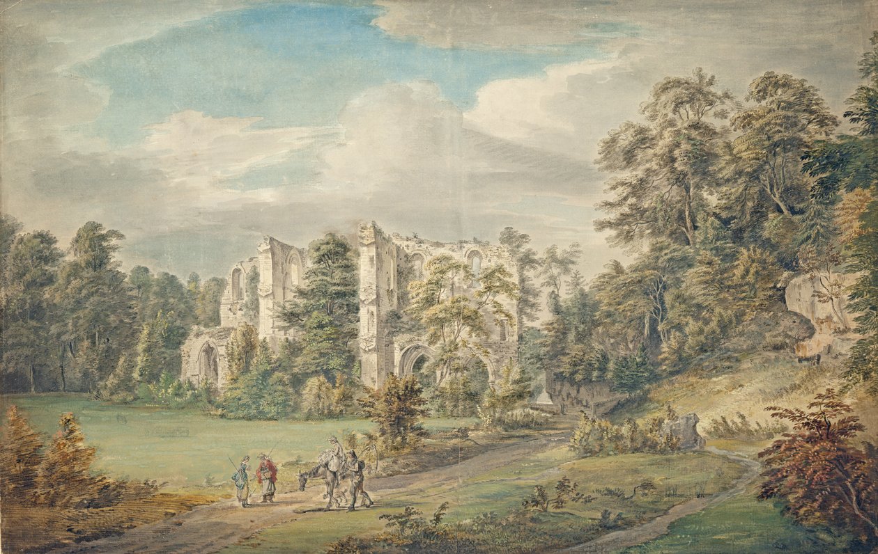 Roche Abbey, Yorkshire (kağıt üzerine suluboya ve guaj boya) by Paul Sandby