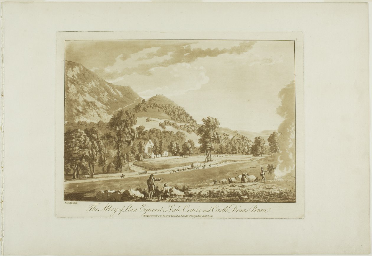 Llan Jeneratörü Valle Crucis Manastırı ve Castell Dinas Bran by Paul Sandby