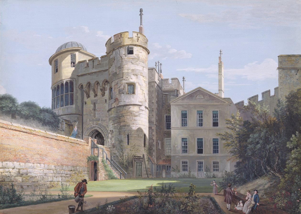 Norman Kapısı ve Vali Yardımcısı Evi (kağıt üzerinde grafit üzerine guaj boya) by Paul Sandby