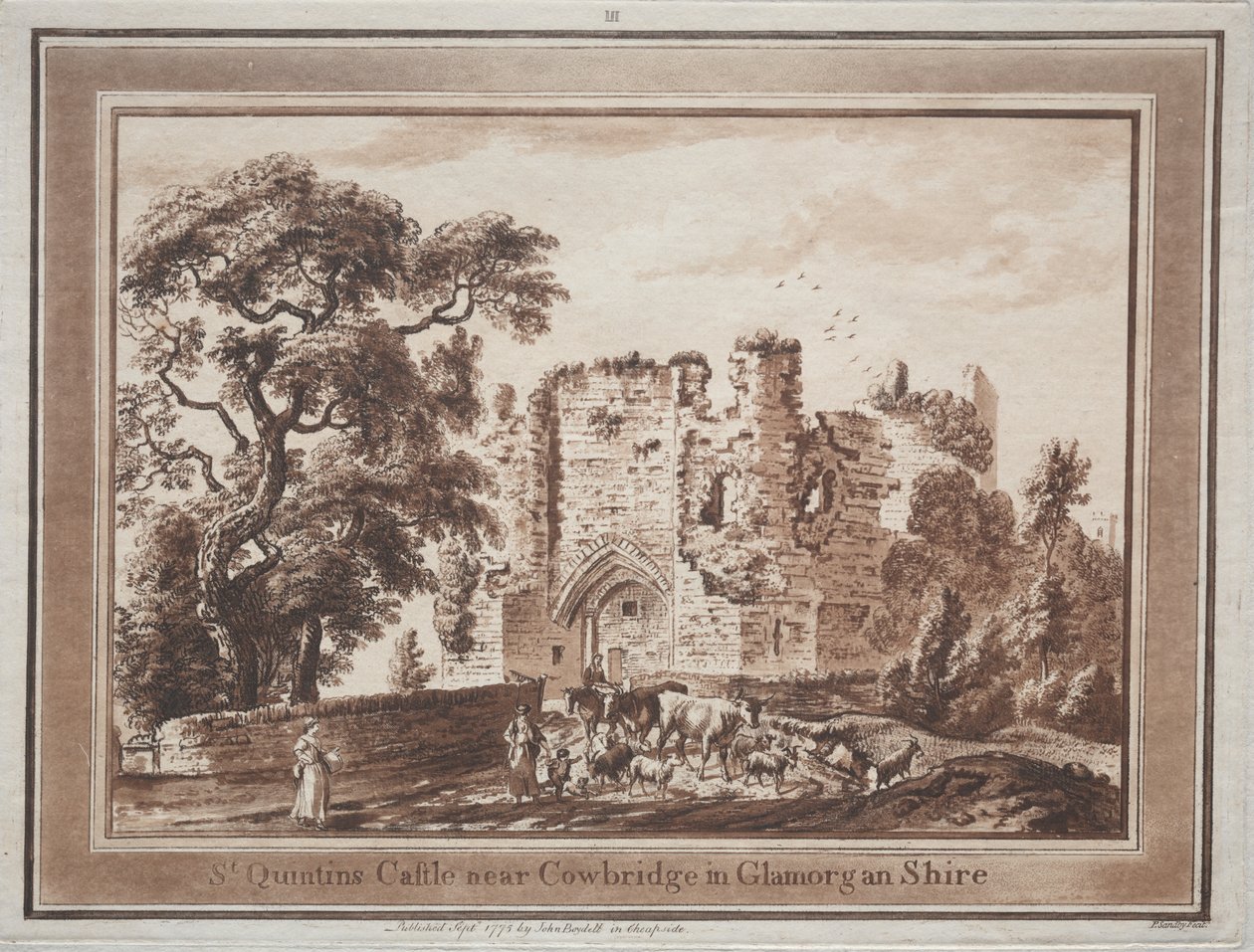Güney Galler'de On İki Manzara: Glamorganshire'daki Cowbridge yakınlarındaki St. Quintin Kalesi by Paul Sandby