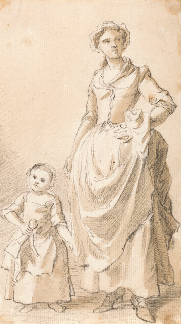 Kadın ve Oyuncak Bebek Tutan Çocuk by Paul Sandby