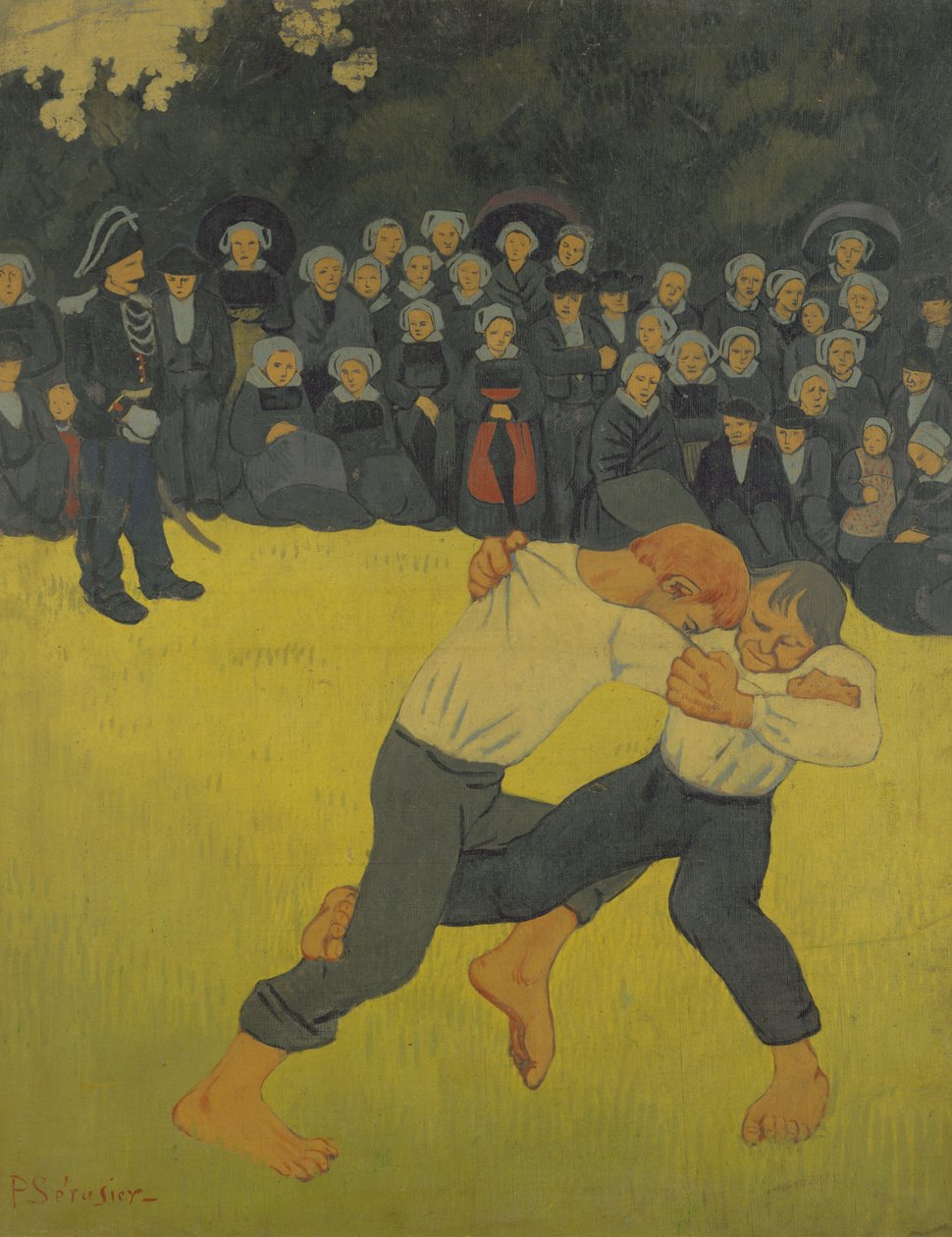 Güreş Bretonları, 1893 dolayları (tuval üzerine yağlı boya) by Paul Sérusier