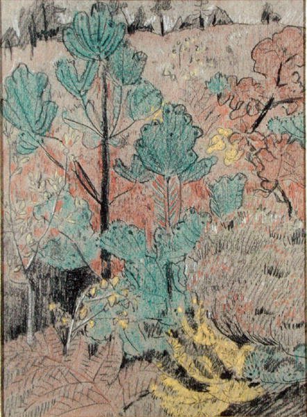 Çalılıklar (kağıt üzerinde kömür ve pastel) by Paul Sérusier