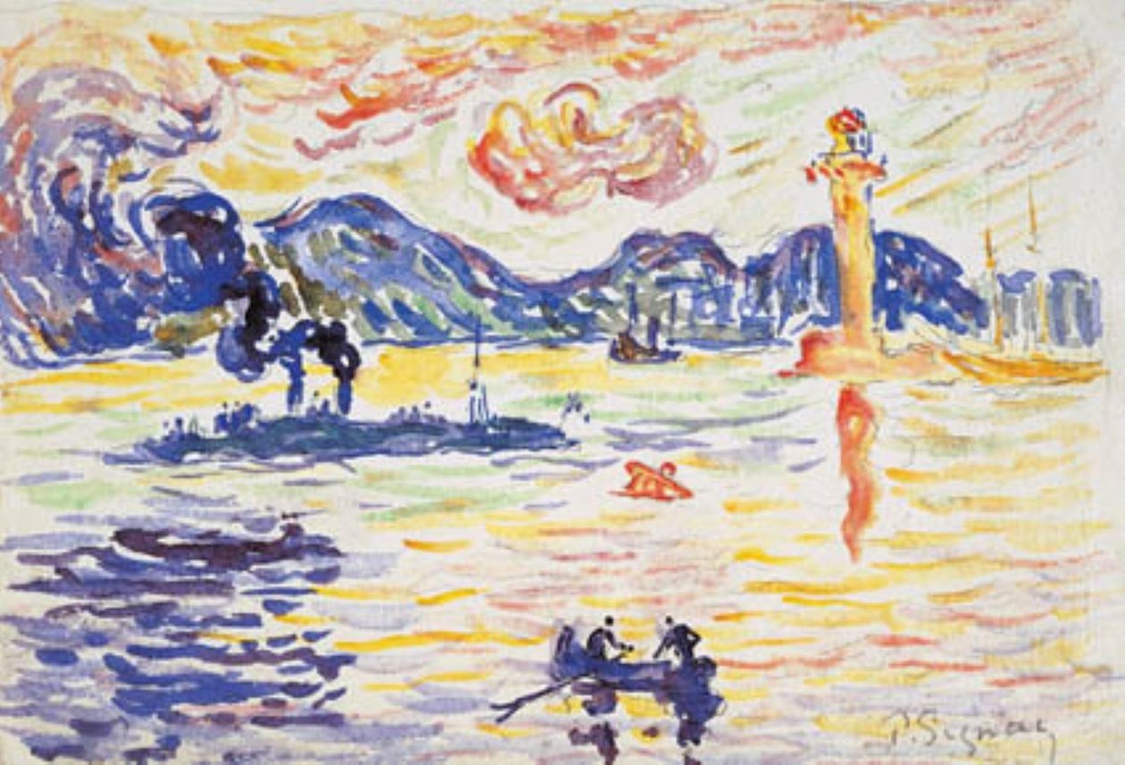 Torpido avcısı Midi de la France ile Saint-Tropez limanı by Paul Signac