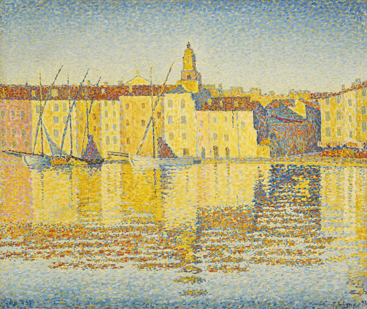 Liman Evleri, Saint Tropez, Signac, Paul (1863-1935). Tuval üzerine yağlı boya, boyut: 46.5x55.3 by Paul Signac