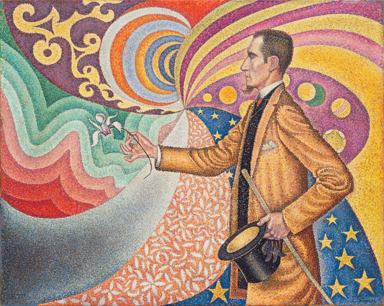 Opus 217. Vuruşlar ve Açılar, Tonlar ve Tonlarla Ritmik Bir Arka Planın Minesine Karşı, Felix Feneon#39;un 1890#39;daki Portresi (tuval üzerine yağlıboya) by Paul Signac