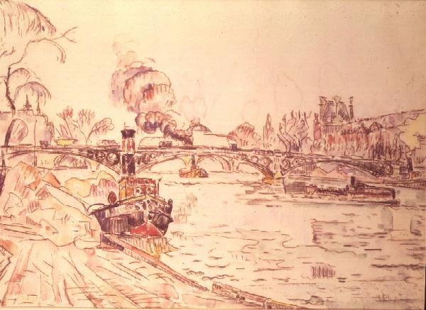 Louvre ve Pont des Arts ile Paris by Paul Signac