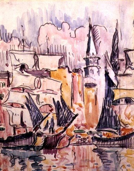 Limanda Yelkenli Tekneler (suluboya ve kurşun kalem) by Paul Signac