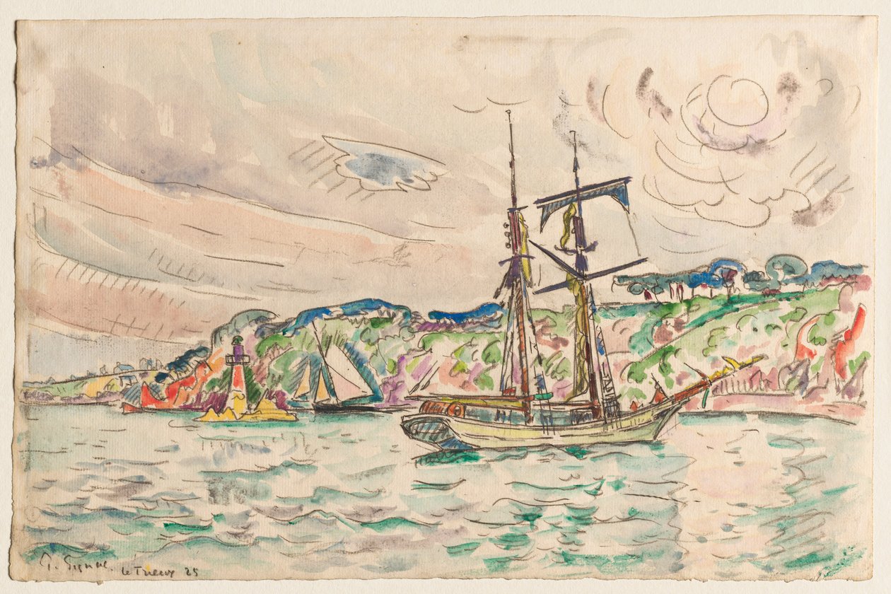 Trieux Nehri yakınında gemiler by Paul Signac