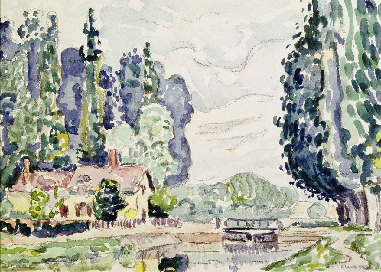 The Blue Poplars, 1903 (kağıt üzerinde kalem ve tuvalet) by Paul Signac