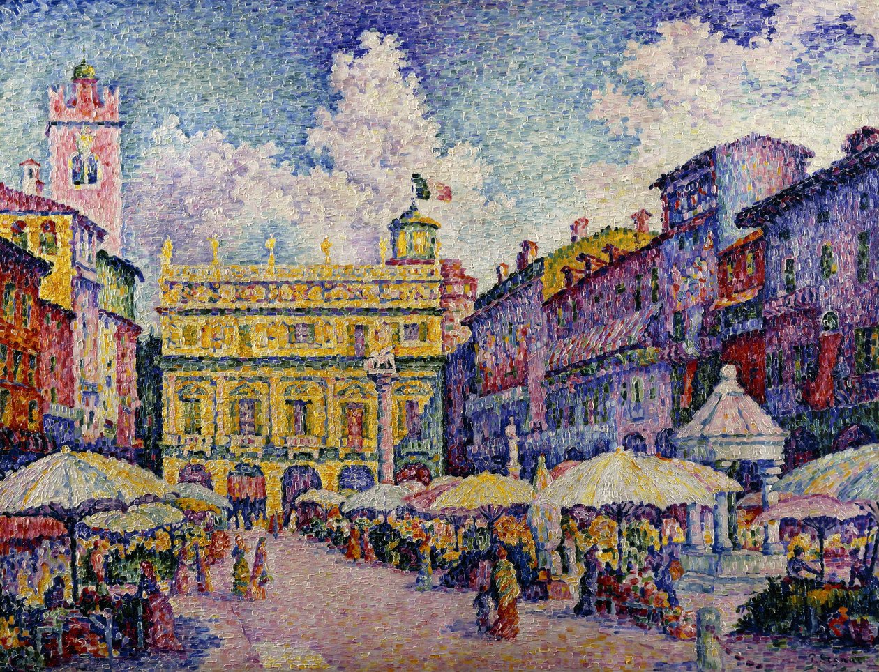 Bitki Pazarı, Verona; Place aux Herbes, Verona, by Paul Signac