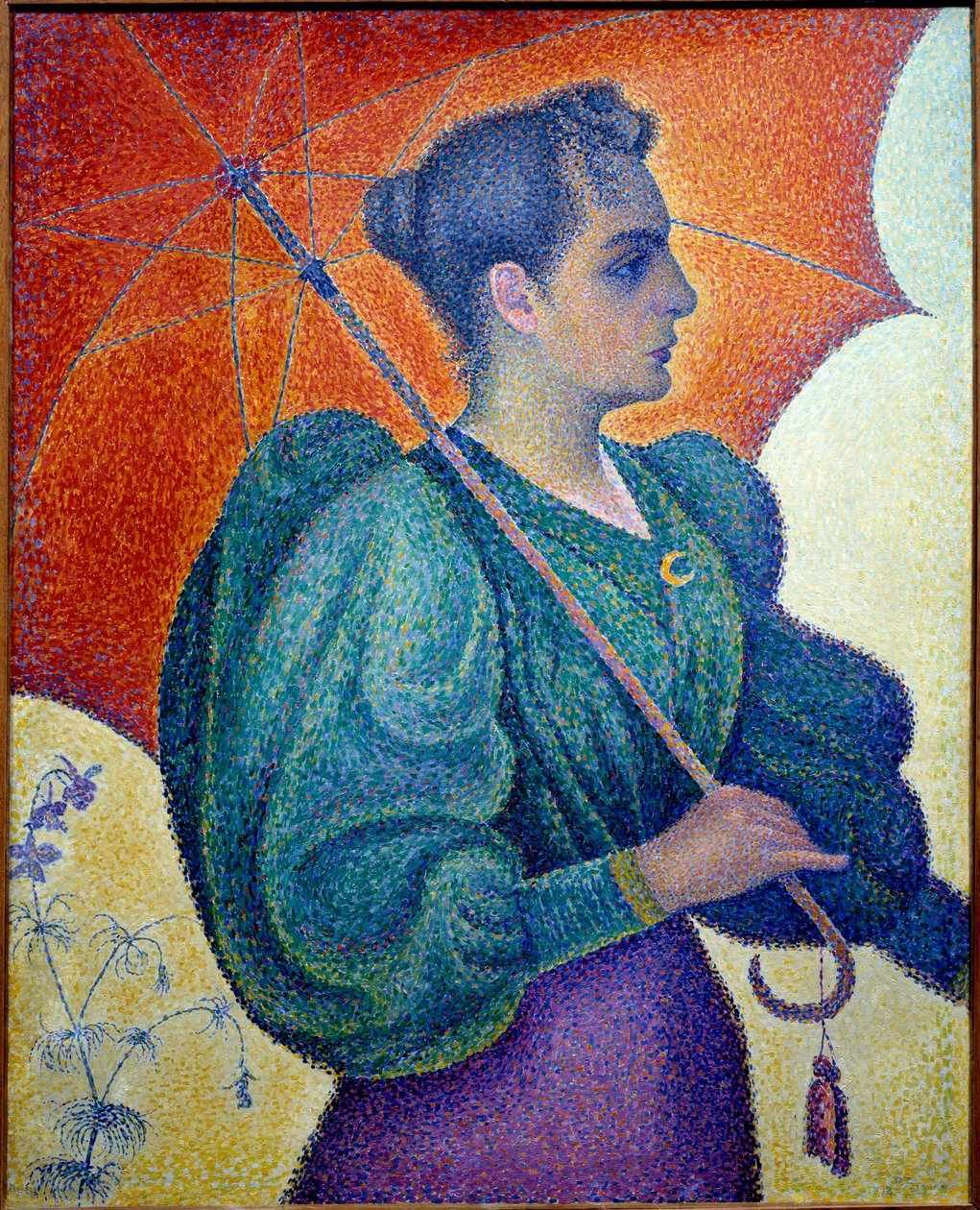 Kadının şemsiyesi var. Paul Signac
