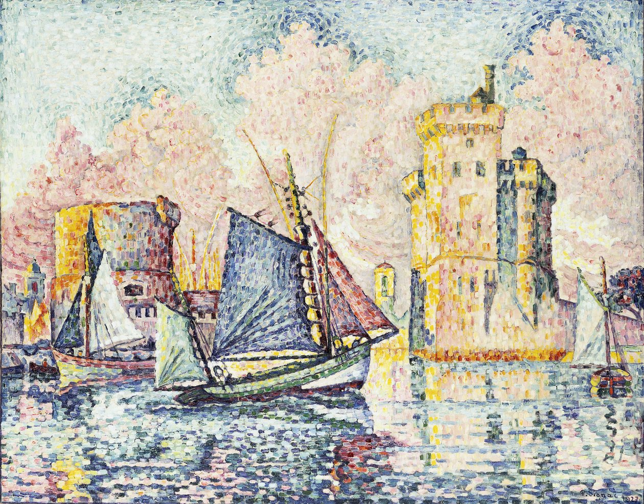 Tuna Teknesi La Rochelle Limanına Giriyor, Ayar; Tuna Teknesi La Rochelle Limanına Girerken, Gün Batımı, 1927 by Paul Signac
