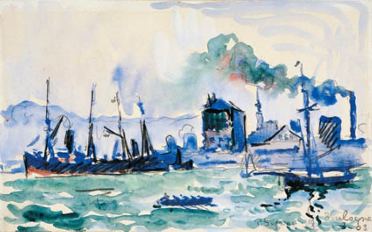 Boulogne-sur-Mer limanının görünümü by Paul Signac