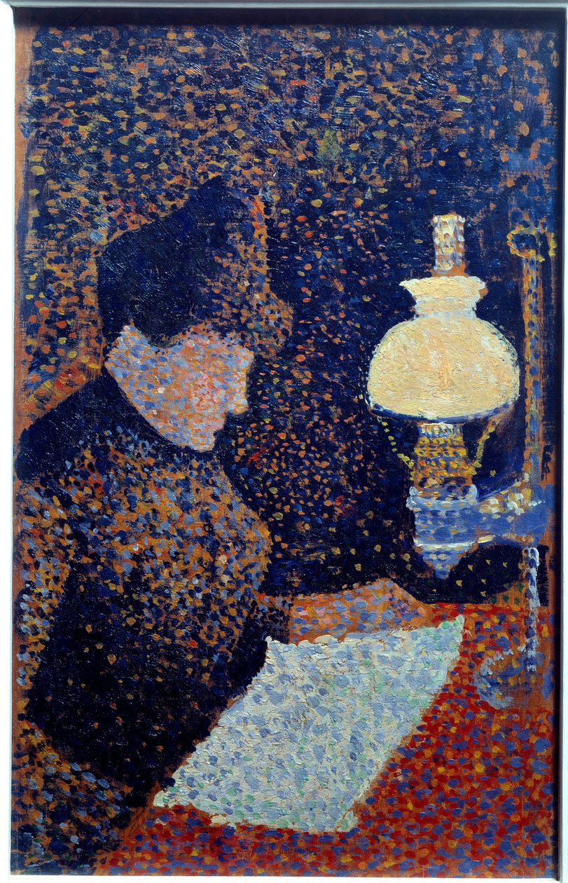 Lambanın altındaki kadın. Noktacılık. Paul Signac tarafından boyama by Paul Signac