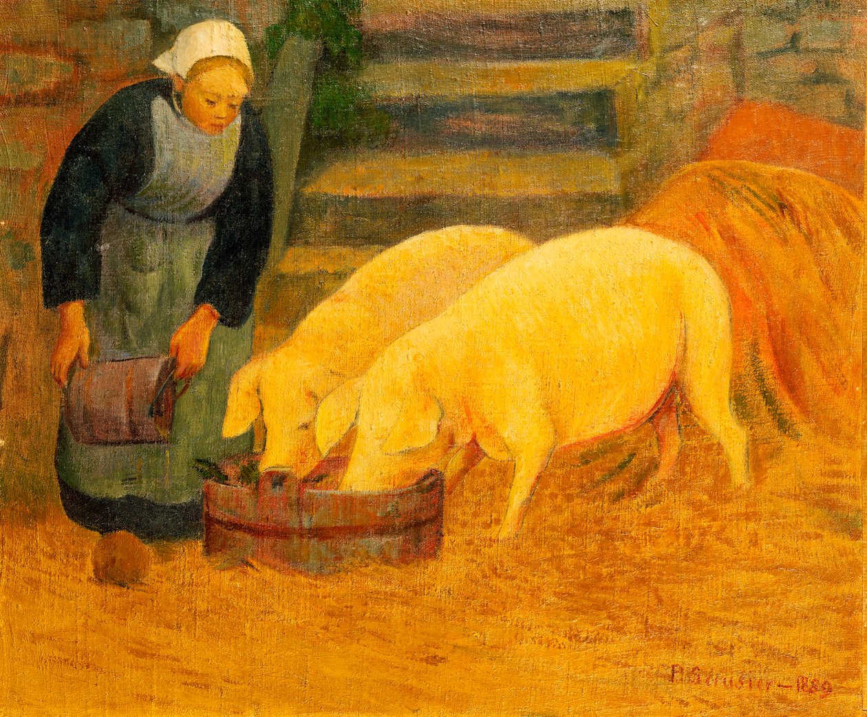 İki Domuzu Besleyen Genç Bir Kız, 1889 by Paul Sérusier