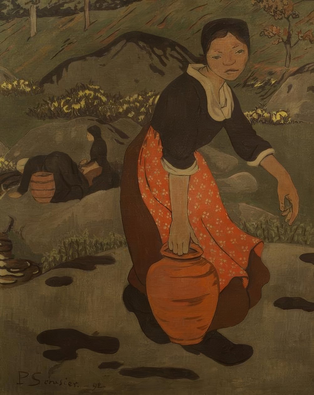 Bir sürahi ile genç Breton kadın by Paul Sérusier