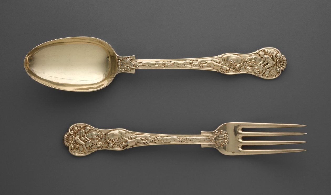 Av Sahneli Tatlı Çatalı ve Av Sahneli Tatlı Kaşığı, c.1822 by Paul Storr