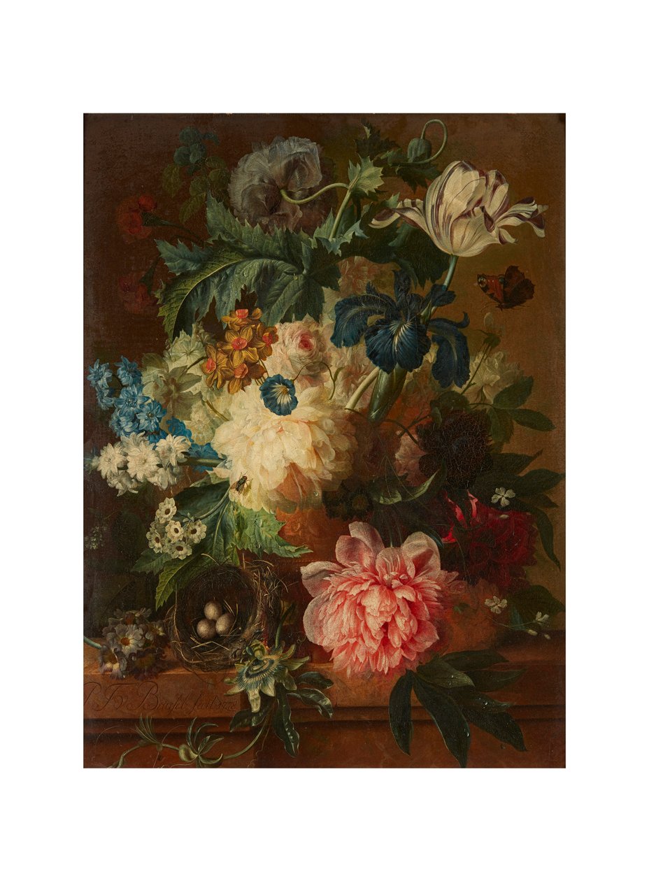 Ayaklı Vazoda Bahar Çiçeklerinin Natürmort (tuval üzerine yağlı boya) by Paul Theodor van Brussel