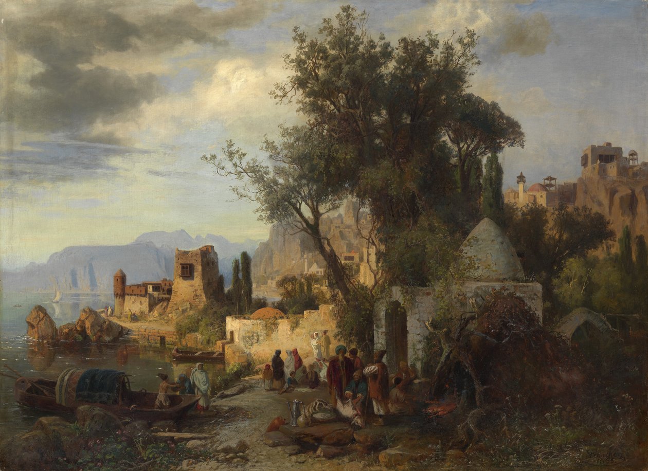 Tiflis yakınlarındaki Kura Nehri kıyısında akşam by Paul von Franken