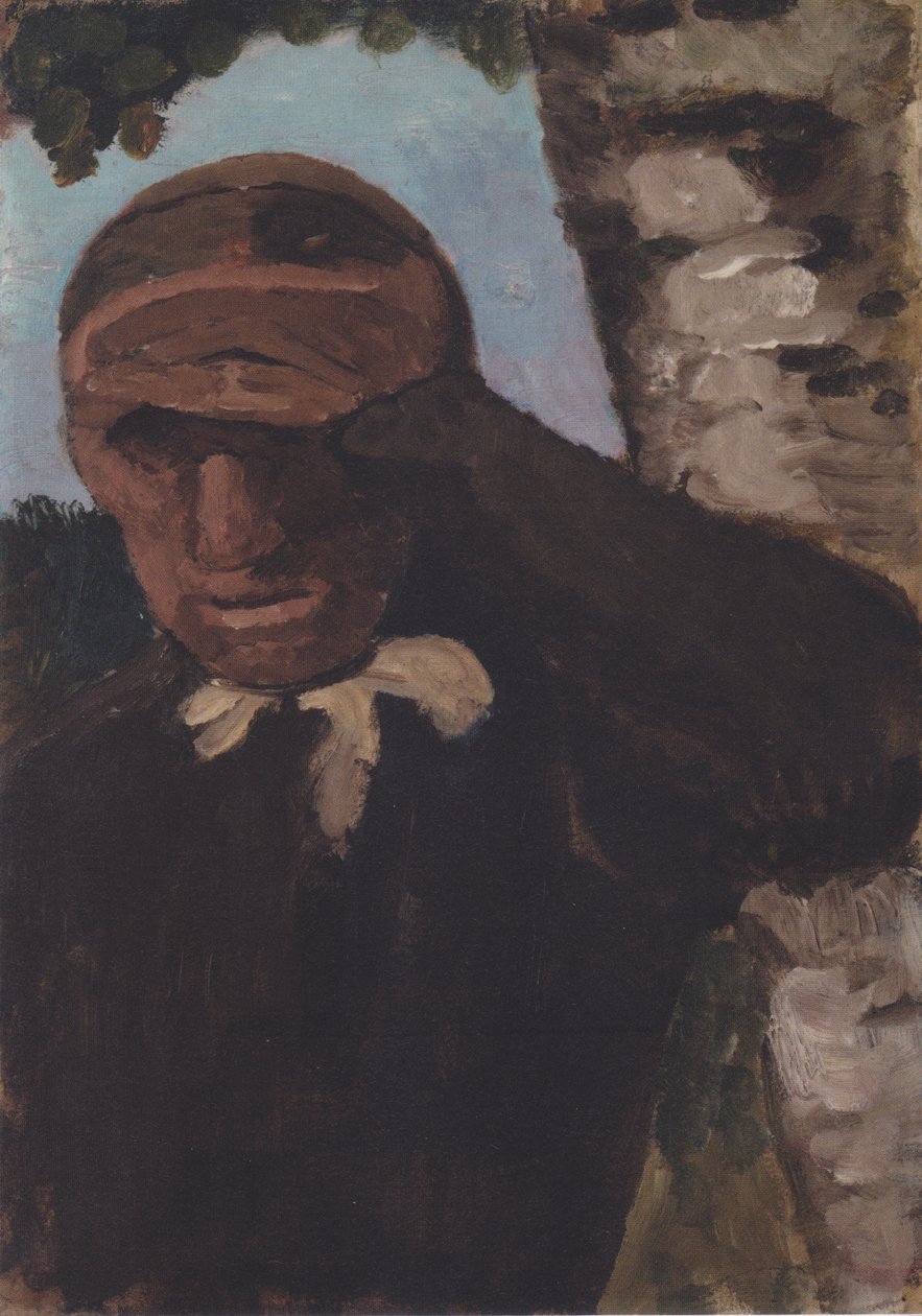 Alnına el ile yaşlı köylü kadın by Paula Modersohn Becker