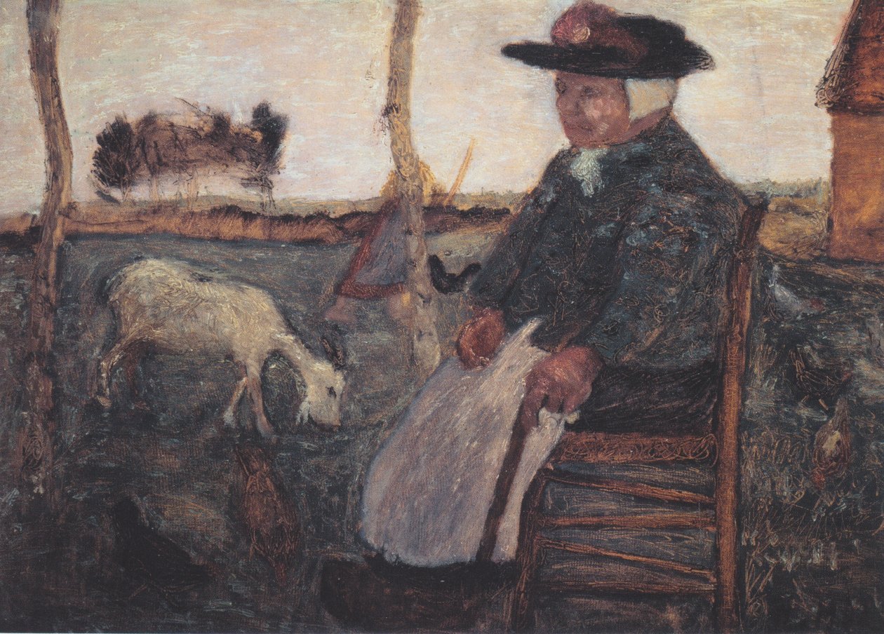 Keçi ile yaşlı köylü kadın by Paula Modersohn Becker