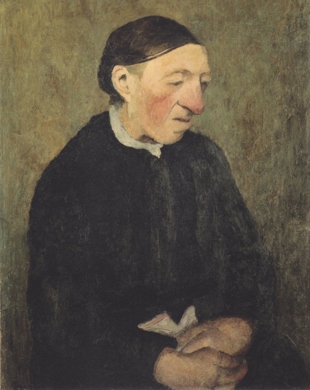 Mendil ile yaşlı kadın by Paula Modersohn-Becker