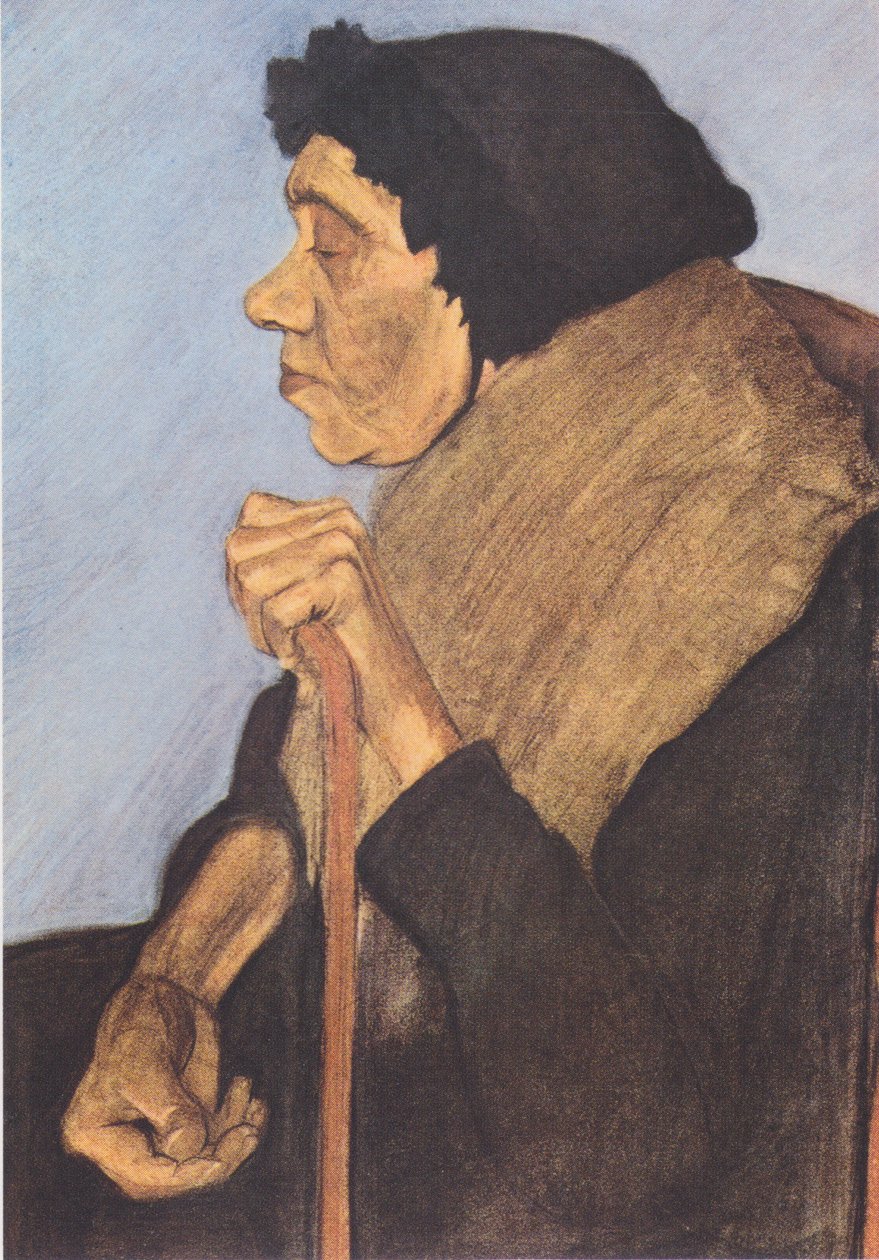 Yaşlı kör oturan kadın by Paula Modersohn Becker