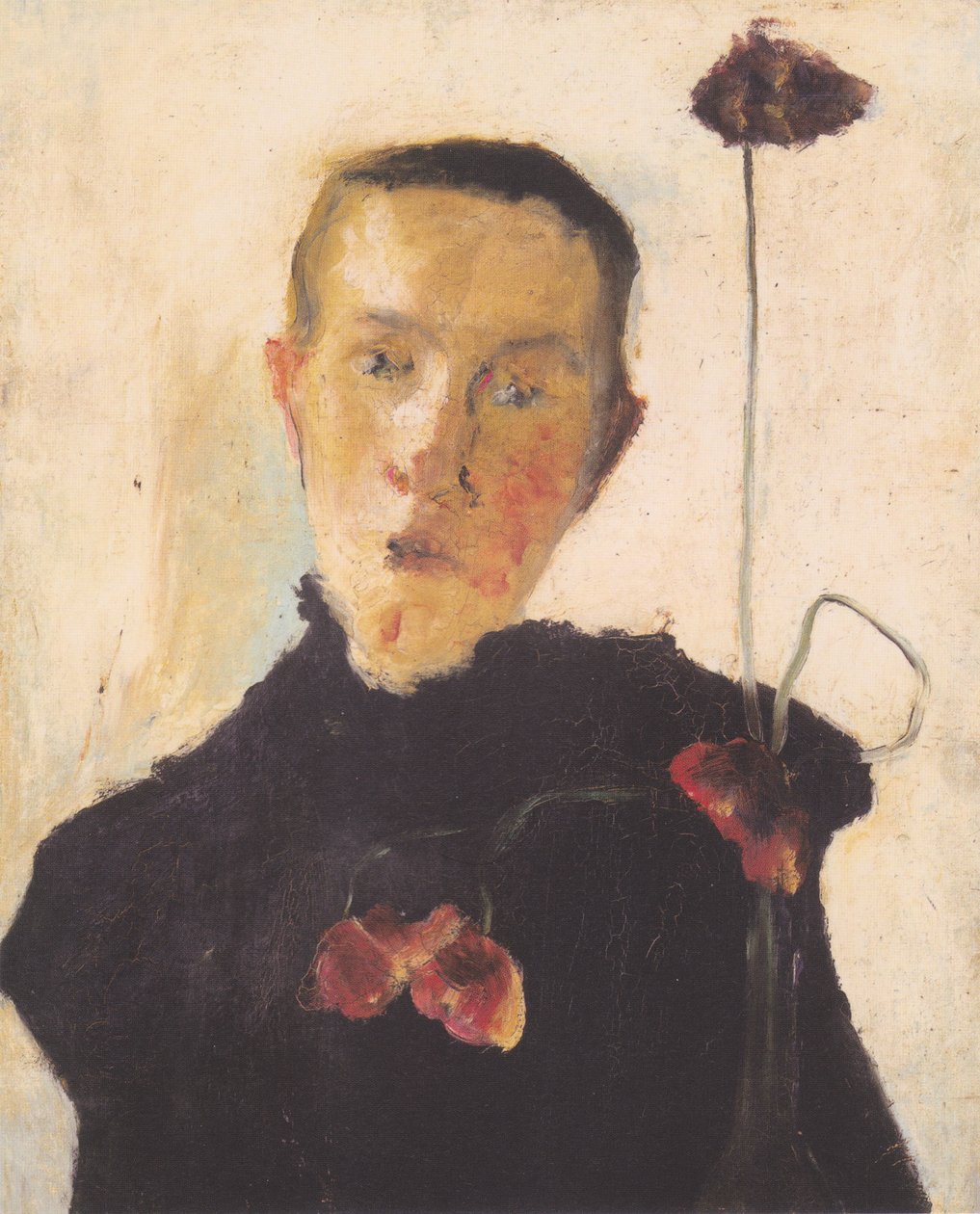 Haşhaşlı bir kadının yarım boy portresi by Paula Modersohn Becker