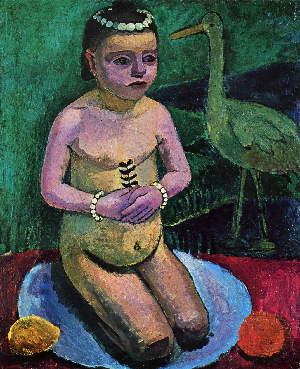 Çocuk bir leylek ile hareket by Paula Modersohn Becker