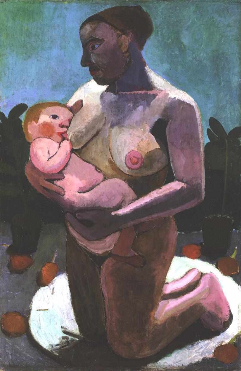 Çocuk ile diz çökmüş anne by Paula Modersohn Becker