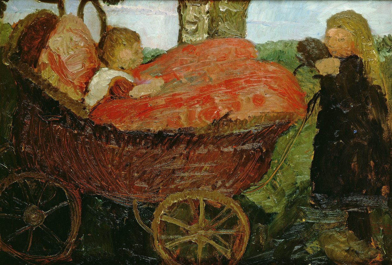 Çocuk Arabasını İttiren Küçük Kız, 1904 by Paula Modersohn Becker