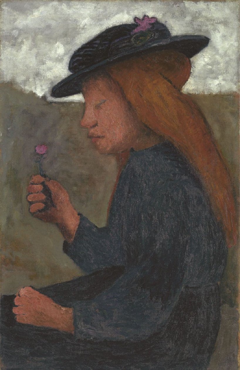 siyah şapkalı kız by Paula Modersohn Becker