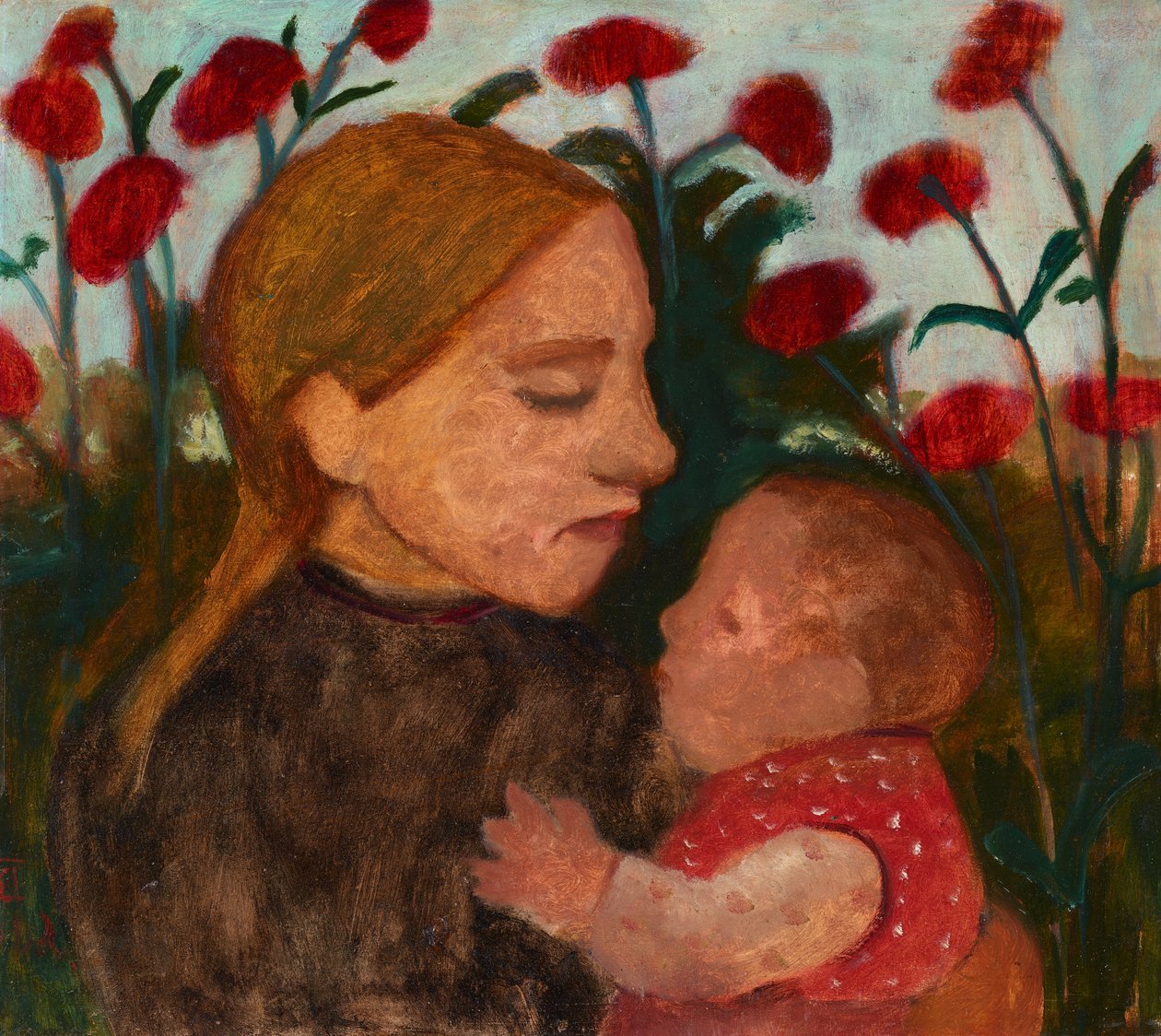 Anne ve Çocuk, c.1904 (karton üzerine yağlı boya) by Paula Modersohn Becker