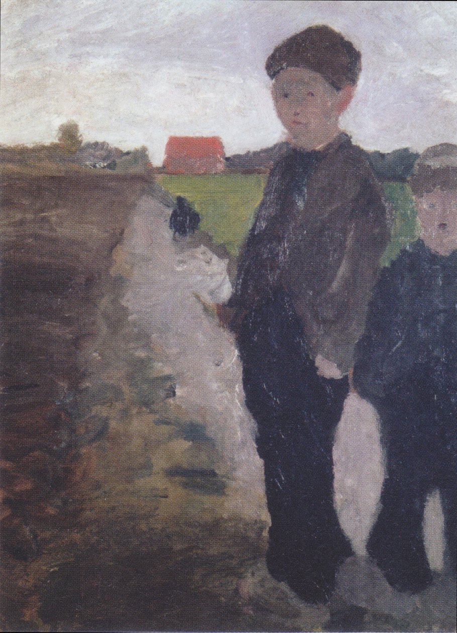 Bozkır kanalında iki erkek by Paula Modersohn Becker
