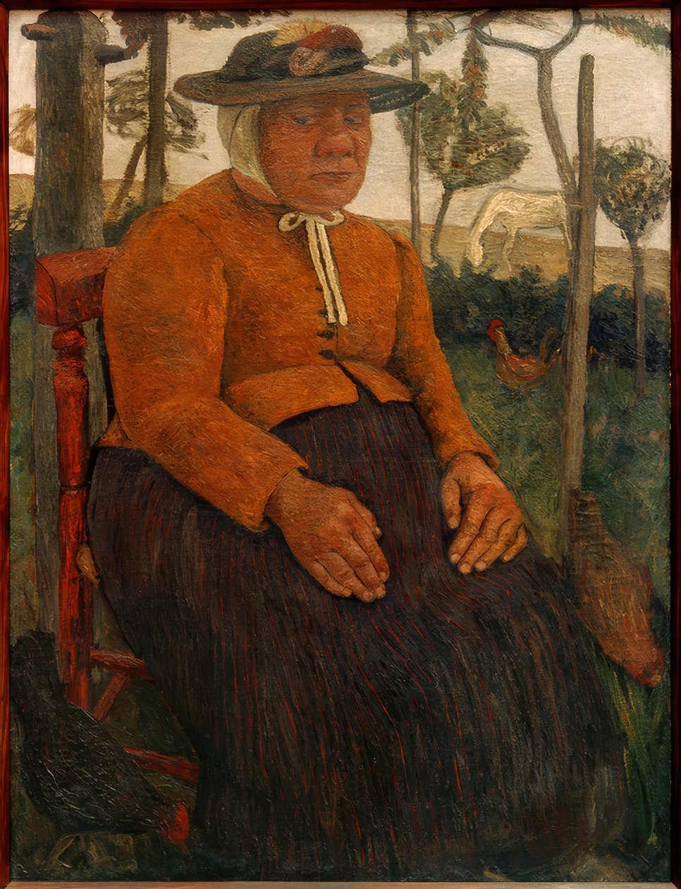 Bahçede oturan yaşlı zavallı kadın by Paula Modersohn Becker