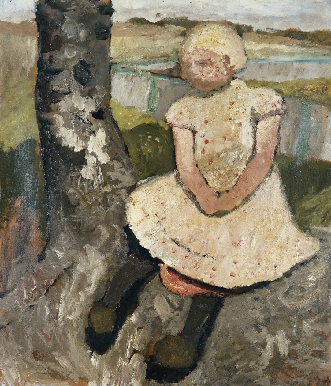 Bir ağacın altında oturan çocuk; Ağacın Altında Oturan Çocuk, 1905 dolayları by Paula Modersohn Becker