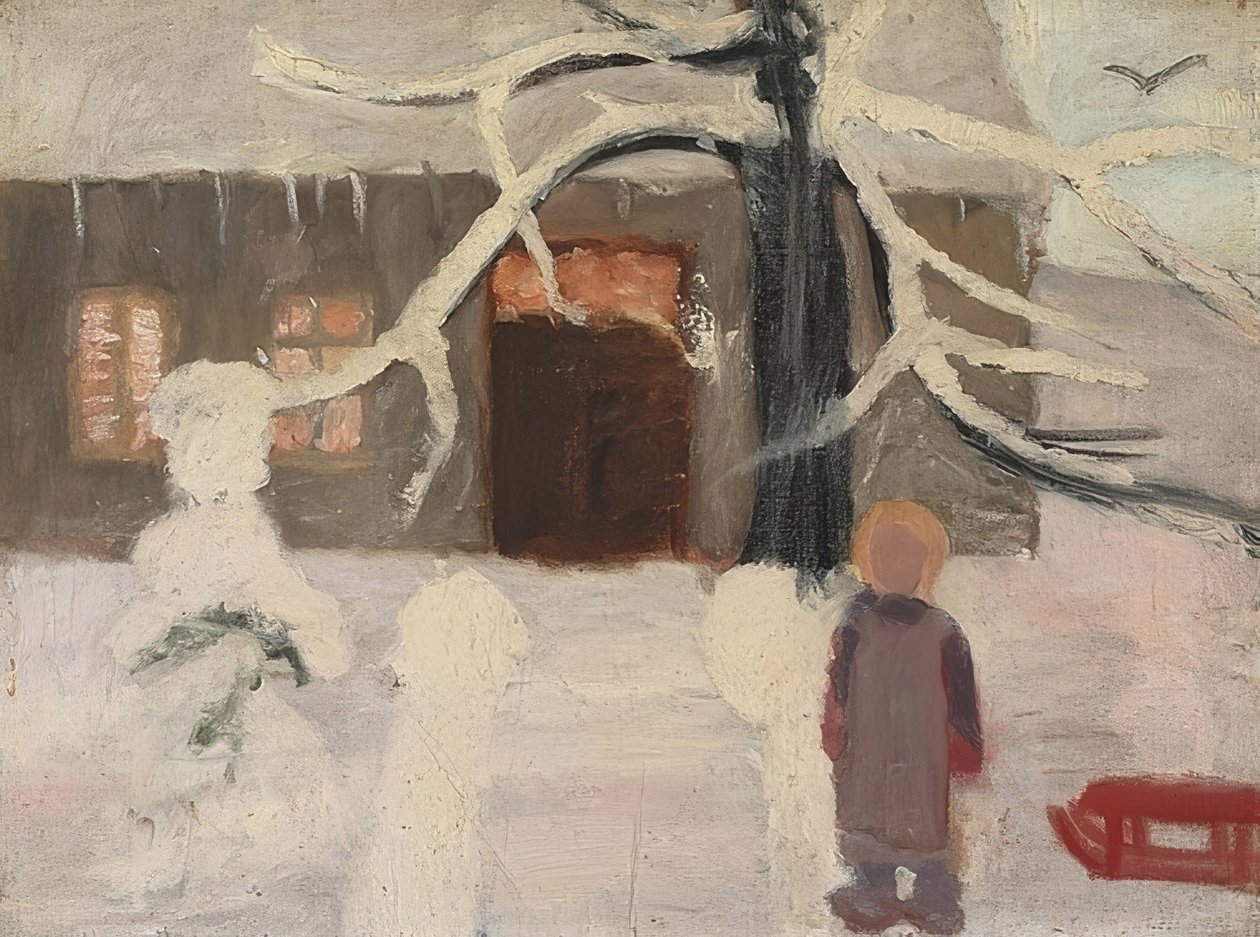 Karda çocuk. 1905 civarında by Paula Modersohn Becker