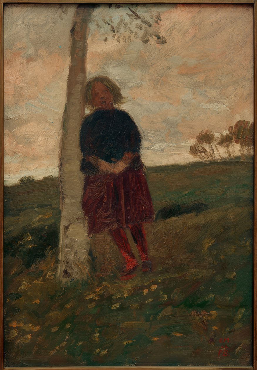 huş ağacı gövdesindeki kız (ayrıca: ağaçtaki kız) by Paula Modersohn Becker