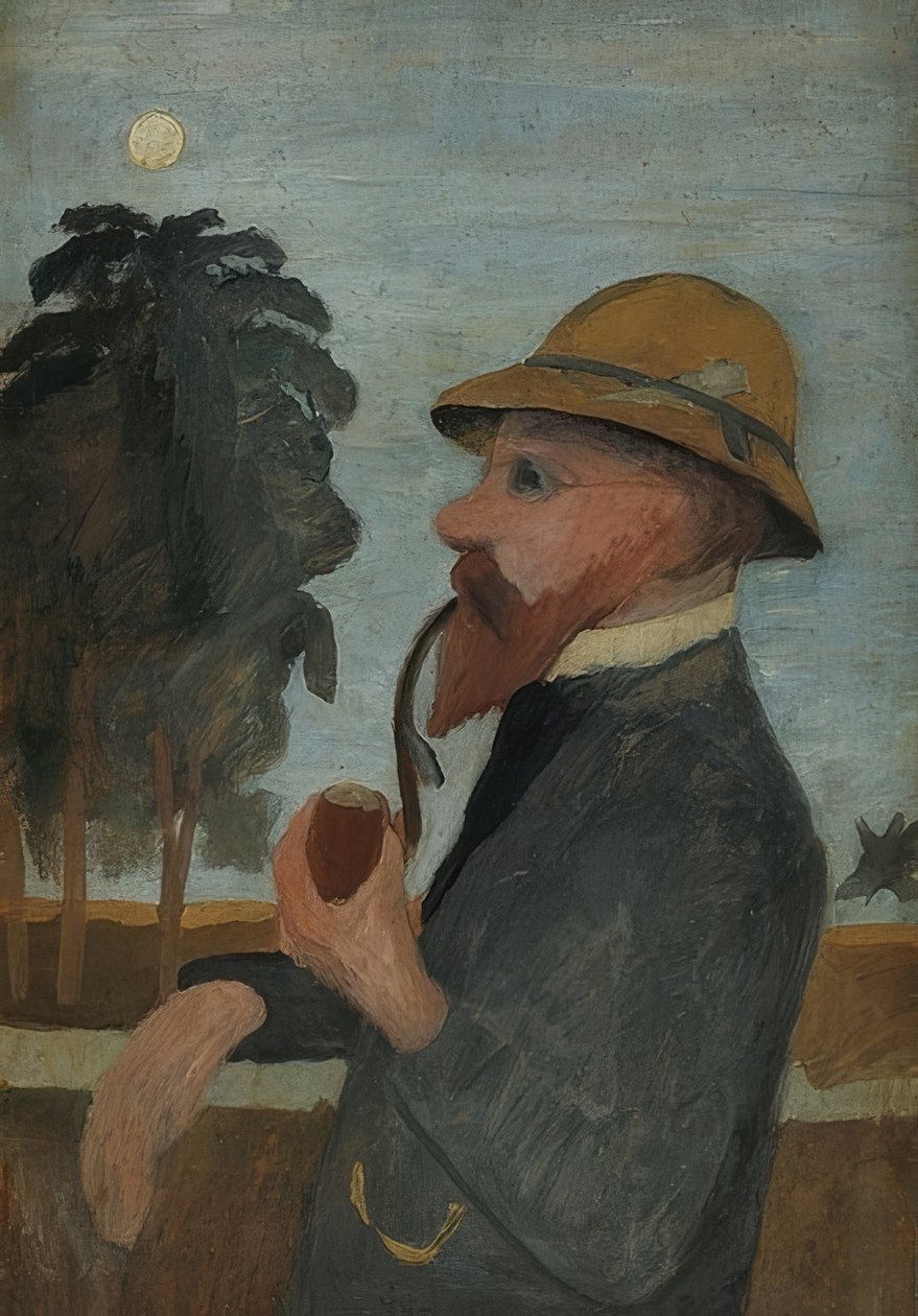 Bir boru ile Otto Modersohn. 1907 civarında by Paula Modersohn Becker